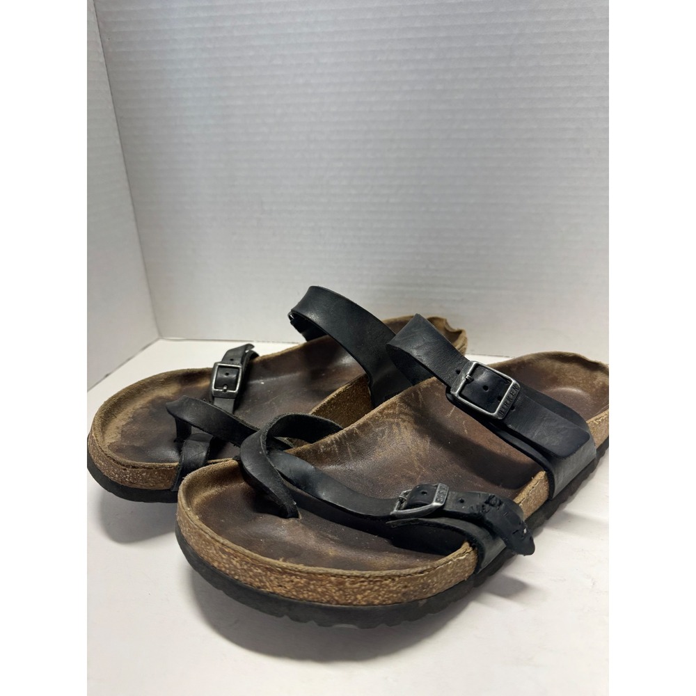 Birkenstock Mayari Black Birko-Flor Toeโ Loop Strappy Sandals Womens 41 10